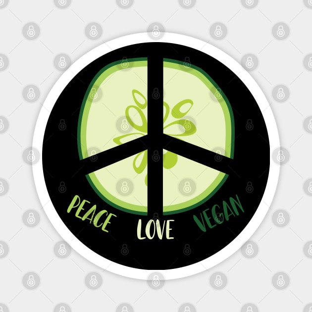 Peace Love Vegan cute Cucumber Magnet by MZeeDesigns